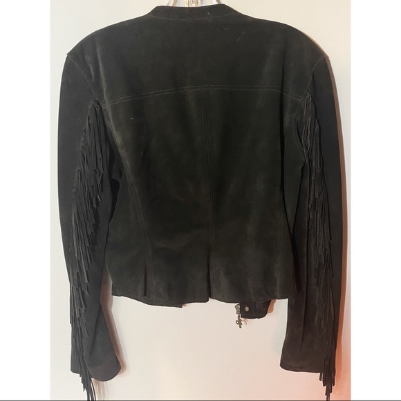 Jennifer Lopez dark brown leather fringe jacket - Picture 4 of 6
